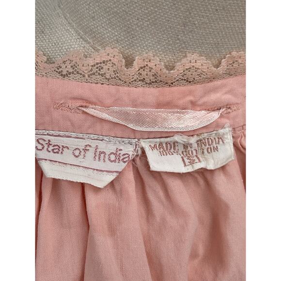 Vintage Star Of India Jumpsuit Embroidered Floral Lace Peachy Pink Size Small - Picture 15 of 16